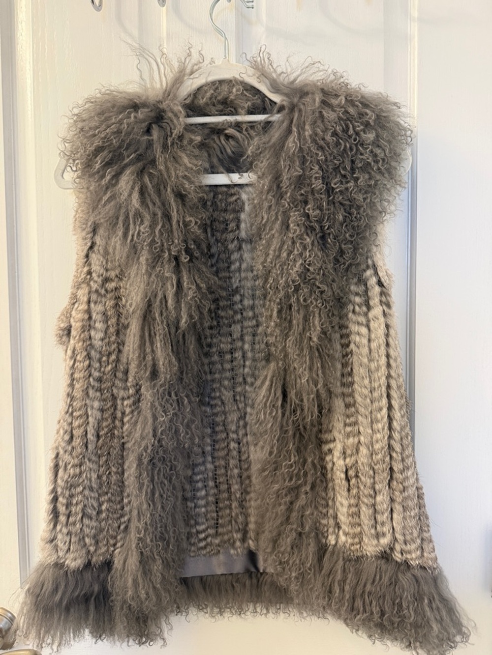 Plush Taupe Faux Fur Knit Vest